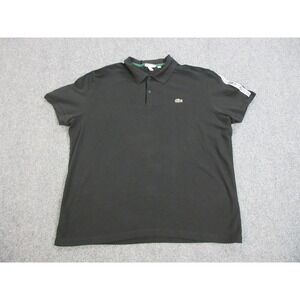 Lacoste Polo Shirt Mens Size‎ 8 Black Crocodile Logo Rugby Preppy Casual